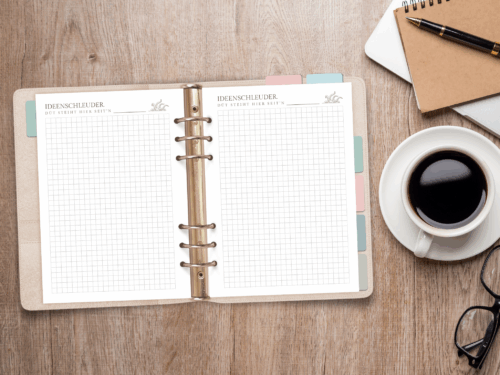 Planer-Einlagen A5 - "Ideenschleuder" - kariert, 25 Blatt, plattdeutsch, 6-fach gelocht, Oktopus Design, 90g Papier, Kalender-Refill