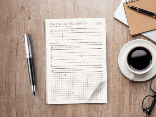 Plattdeutscher Tagesplaner Graspapier Notizblock „Dat pack ik vundaag an“ Aufgaben, Termine & Notizen – Norddeutsch maritim