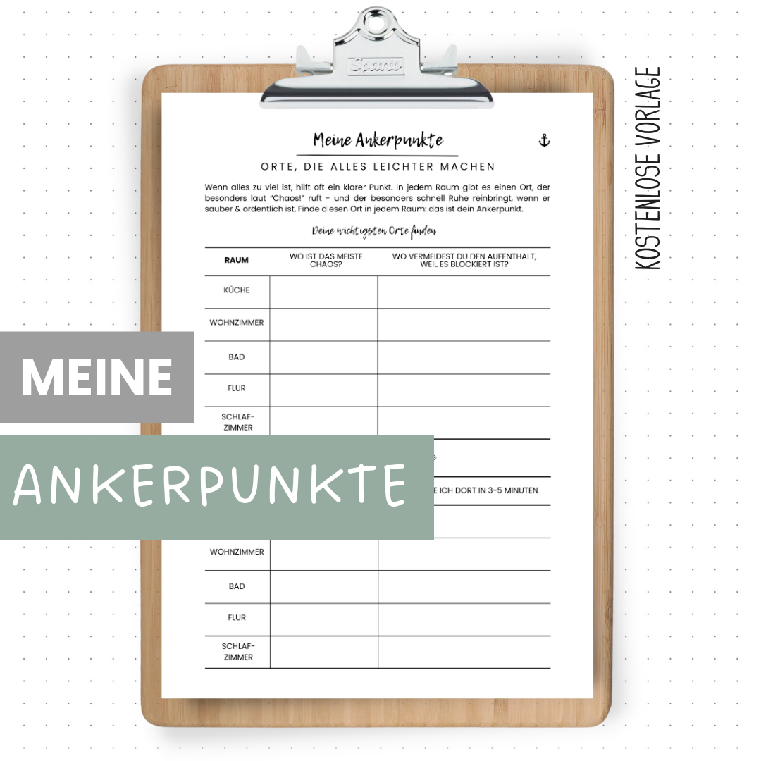Meine Ankerpunkte – Klarheit im Haushalt Raum für Raum (Kostenlose Vorlage zum Ausfüllen & Struktur finden)