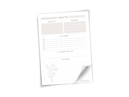 Tagesplaner Notizblock A5 | Heute ruhig sortieren | Aufgaben, Termine & Notizen