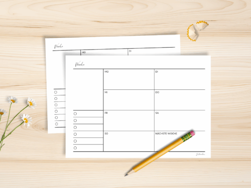 Wochenplaner A4 PDF Bundle | 2 Layouts: Horizontal & Vertikal | Minimalistische Vorlage zum Ausdrucken