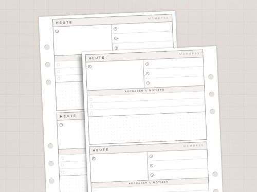 Tagesplanung 2 Tage 1 Seite A5 Planer-Einlagen | 100 Tage | 25 Blatt gedruckt | To Do & Termine | 100g Papier | 6-fach Lochung