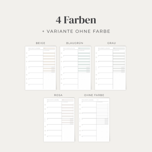 Wochenplaner A5 für 1 Jahr | 52 Wochenübersichten | Ringbuch-Einlagen gelocht | 1 Woche 1 Seite