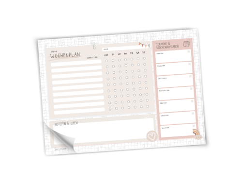 Wochenplan für Kinder & Jugendliche | Notizblock A4 | 25 Blatt Wochenübersicht