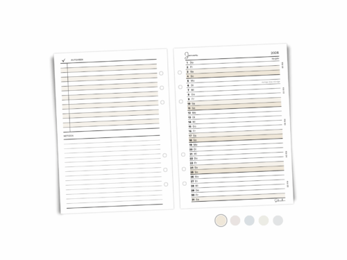 Kalendarium 2026 A5 | 12 Monate | Monatsübersicht mit Aufgabenliste & 5 Farben zur Auswahl