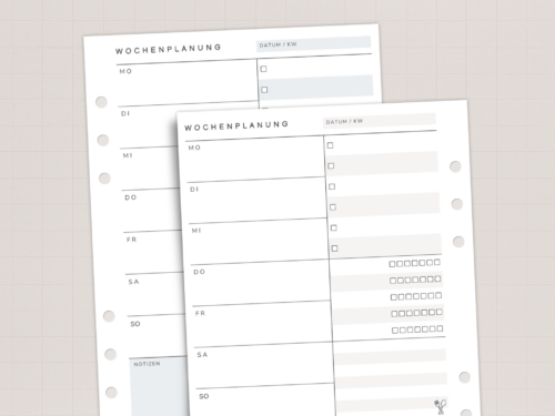Wochenplaner A5 für 1 Jahr | 52 Wochenübersichten | Ringbuch-Einlagen gelocht | 1 Woche 1 Seite
