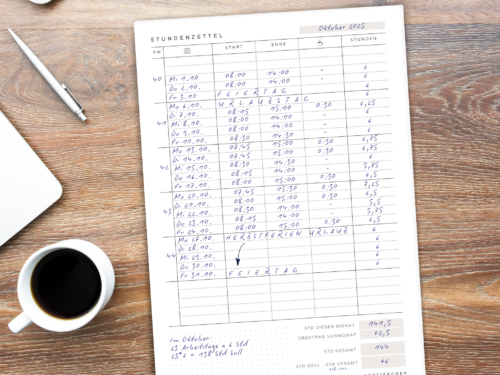 BLO-A4-004 Stundenzettel Arbeitszeiterfassung Notizblock 3