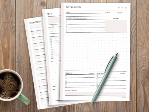 Großes Büro-Vorlagen Bundle | To-Do-Liste, Meeting-Notizen, Projektplanung, Übergabe, Stundenzettel & mehr | PDF zum Ausdrucken