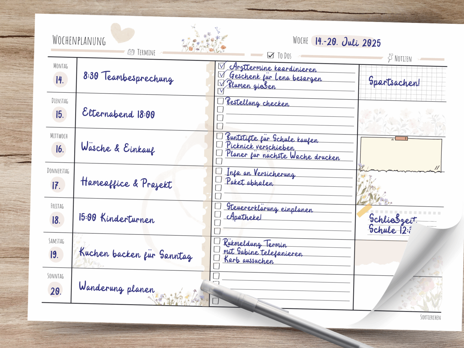Jahreskalender 2026 zum Ausdrucken | PDF Download | A4 Querformat | mit