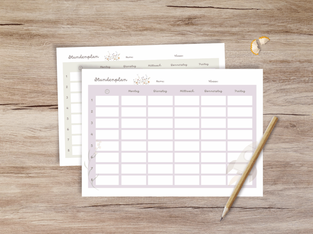 Stundenplan zum Ausdrucken | 3 Designs in A4 + A5 | Schulstart Vorlage