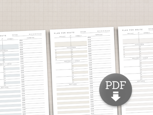 Tagesplaner A4 PDF | Tagesstruktur für Arbeit und Privat | Printable zum Ausdrucken | To Do-Liste, Ziele, Termine