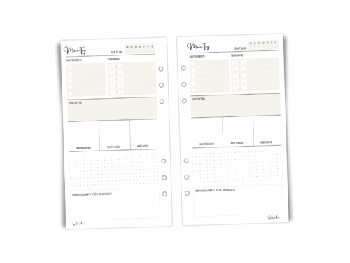 Tagesplaner A6 Personal | 25 Blatt (50 Tage) | 6-fach gelocht | Tagesplanung mit Aufgaben, Terminen & Notizen