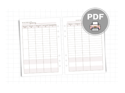 A5 Wochenplaner 2026 - PDF Download zum Selbstdrucken | Vertikale Wochenübersicht mit Extras, sanfte Boho Farben, 107 Seiten