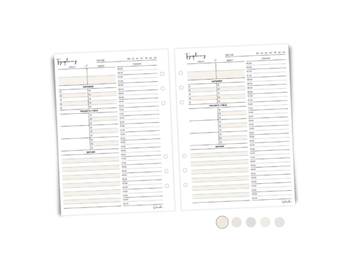 Tagesplaner A5: 25 Blatt Planereinlagen für Arbeit & Privat | 6-fach gelocht | 100 g Papier | beidseitig bedruckt für 50 Tage