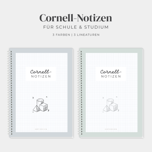 Cornell Notizblock A4 mit Spiralbindung | 50 oder 100 Seiten | kariert, dotted oder blanko | Cornell Notes für Schule & Studium