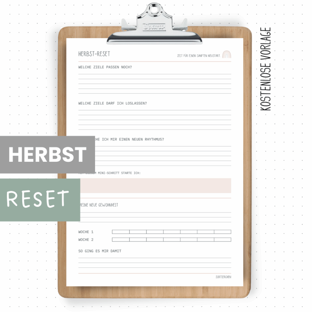 Herbst Reset Vorlage | Ziele reflektieren & neue Routinen starten | PDF Download A4