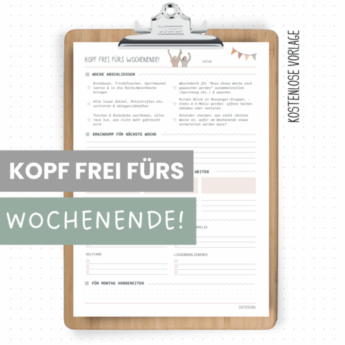 Startklar fürs Wochenende | kostenlose Vorlage PDF | Woche abschließen, Braindump, To-do-Planung