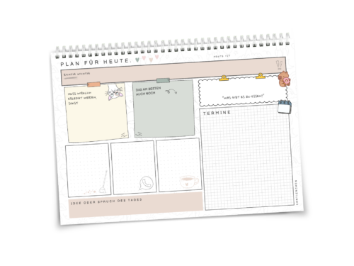 Tagesplaner "Plan für heute" | A4 Querformat | Alltagsplaner mit Humor | 25 Blatt auf 90 g Papier | Haushalt, Familie & Selfcare im Blick