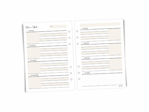 A5 Wochenplaner Einlagen | 26 oder 52 Blatt | Wochenübersicht mit Herzchen & sanften Farbakzenten | 100 g Papier | gelocht für Ringplaner A5