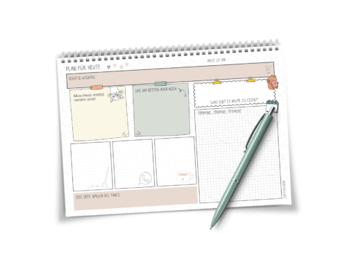Tagesplaner "Plan für heute" | A4 Querformat | Alltagsplaner mit Humor | 25 Blatt auf 90 g Papier | Haushalt, Familie & Selfcare im Blick