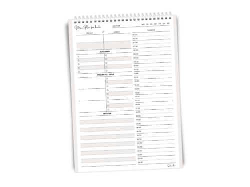 A4 Tagesplaner Privat + Arbeit 25 Blatt spiralgebunden | strukturierter Tagesablauf mit Stundenplan, Aufgaben & Projekten