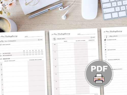 Woche vorbereiten in 30 Minuten | Wochenplanung für weniger Mental Load | 3-Seiten-Planer PDF