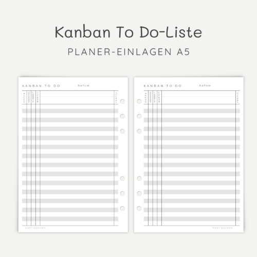 A5 Kanban Planer Einlagen | Aufgaben sortieren, Fokus behalten, ideal für berufliche & private Projekte