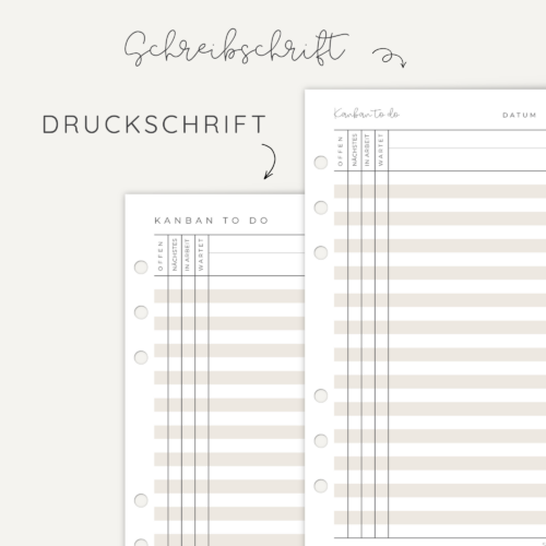 A5 Kanban Planer Einlagen | Aufgaben sortieren, Fokus behalten, ideal für berufliche & private Projekte