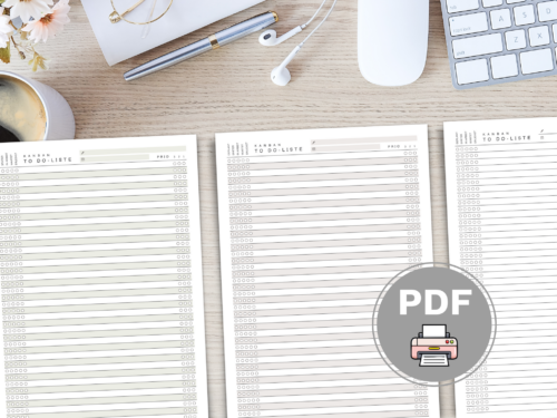 Kanban To-Do Liste zum Ausdrucken | Aufgaben priorisieren & Status verfolgen | PDF A4 | Arbeit, Home-Office & Haushalt