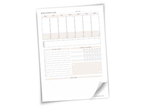 Wochenplan mit Habit Tracker Notizblock A4