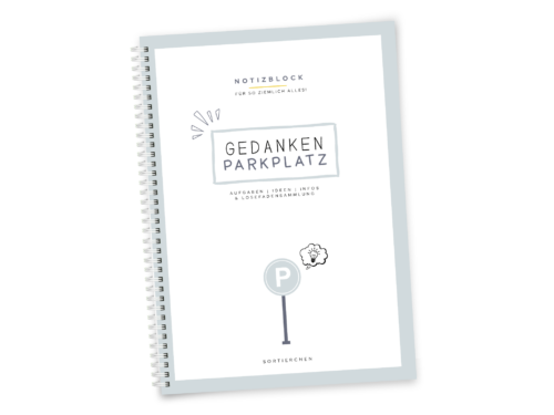 Gedankenparkplatz Notizblock A4 | Braindump für Aufgaben, Ideen & Losefäden | Spiralblock 25 Blatt