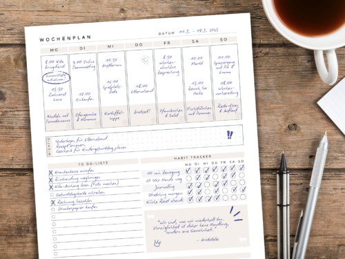 Wochenplaner mit Habit Tracker | A4 PDF Printable | horizontal & vertikal – Bild 3