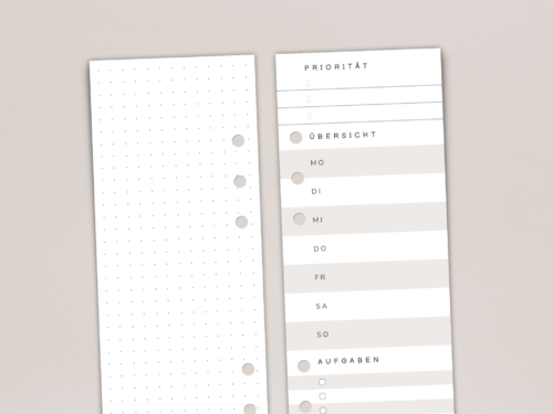 A5 Einlagen halbe Seite Wochenübersicht mit To Do-Liste