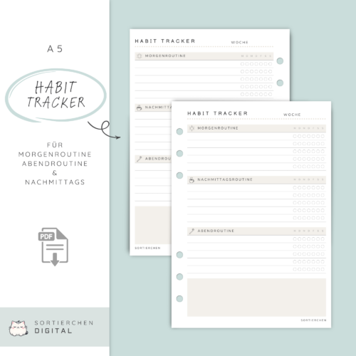 Habit Tracker Planer-Einlagen A5 | PDF Download zum Ausdrucken