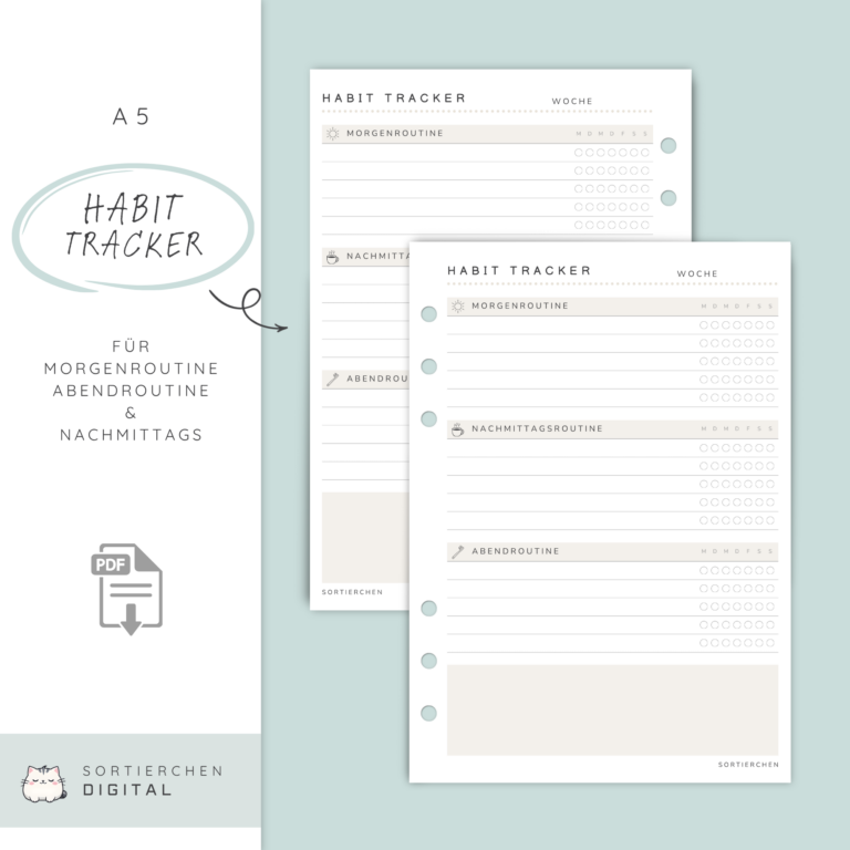 Habit Tracker Planer-Einlagen A5 | PDF Download zum Ausdrucken