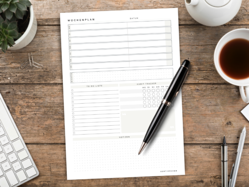 Wochenplaner mit Habit Tracker | A4 PDF Printable | horizontal & vertikal – Bild 4
