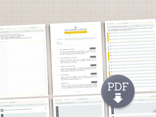 Woche vorbereiten in 45 Minuten | Checkliste Wochenplanung mit Reflexion, Aufgaben & Lebensbereichen | PDF