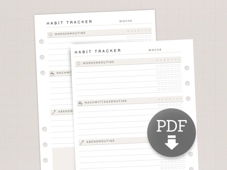 Habit Tracker Planer-Einlagen A5 | PDF Download zum Ausdrucken