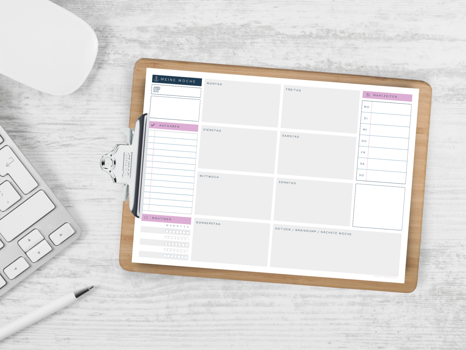 Wochenplaner A4 quer | Wochenplan mit Habit Tracker, Aufgabenliste