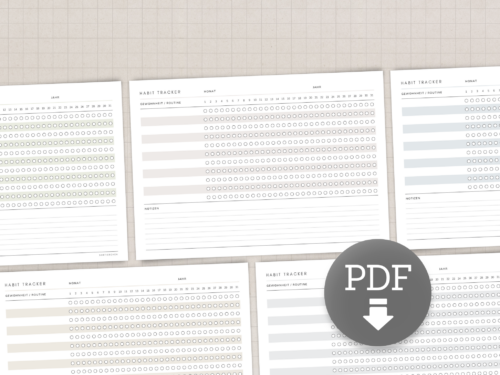 Habit Tracker Deutsch A4 PDF | 5 Farben | Monatlicher Gewohnheiten Tracker zum Ausdrucken