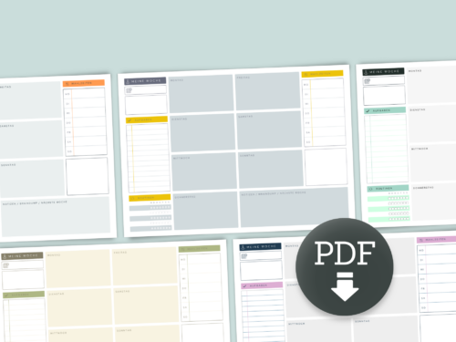 Wochenplaner A4 quer | Wochenplan mit Habit Tracker, Aufgabenliste & Mahlzeitenplan | PDF Vorlage zum Ausdrucken