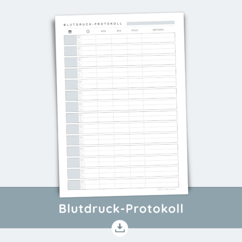 Blutdruck Tabelle A4 zum Ausdrucken | PDF Bundle | 2 Varianten | 5 Farben | Blutdrucktagebuch