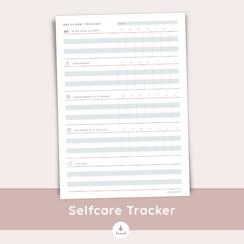 Selfcare Tracker A4 PDF | Wochenplan Vorlage | Selfcare Planner & Journal | Achtsamkeit Alltag | Printable in 5 Farben