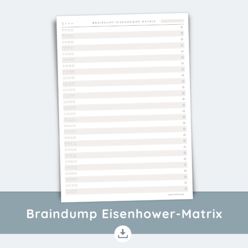 Braindump Eisenhower Matrix A4 | To Do Liste mit Priorisierung | ADHS Planer Deutsch | Printable in 5 Farben | 2 Versionen