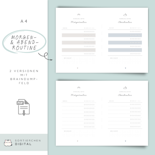 Morgenroutine & Abendroutine PDF | Habit Tracker Deutsch | Routinen Planer zum Ausdrucken | Tagesstruktur Vorlage | Morgenroutine Erwachsene