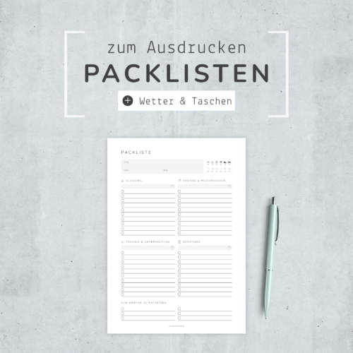 Packliste Urlaub PDF | Blanko Packliste | A4 Druckvorlage | Reise Checkliste | Packliste Deutsch